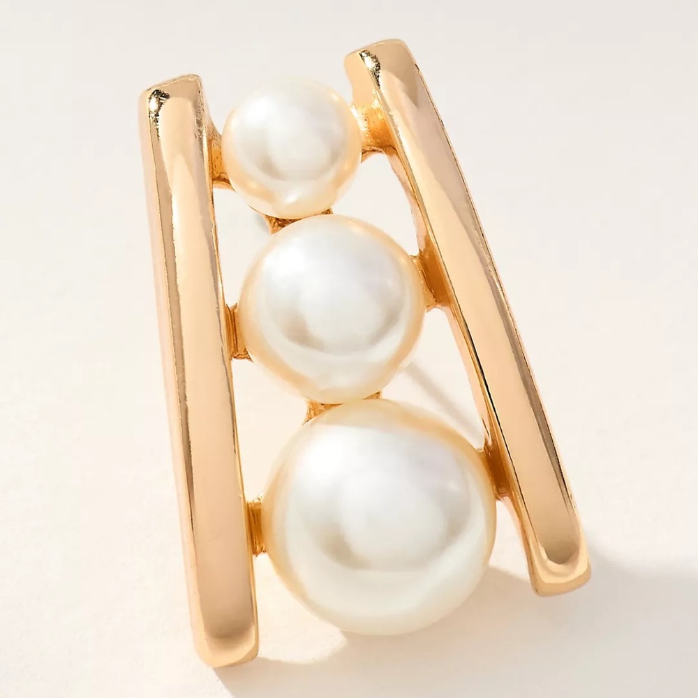 Anthropologie Pearl Ladder Post Earrings - Picture 2 of 2